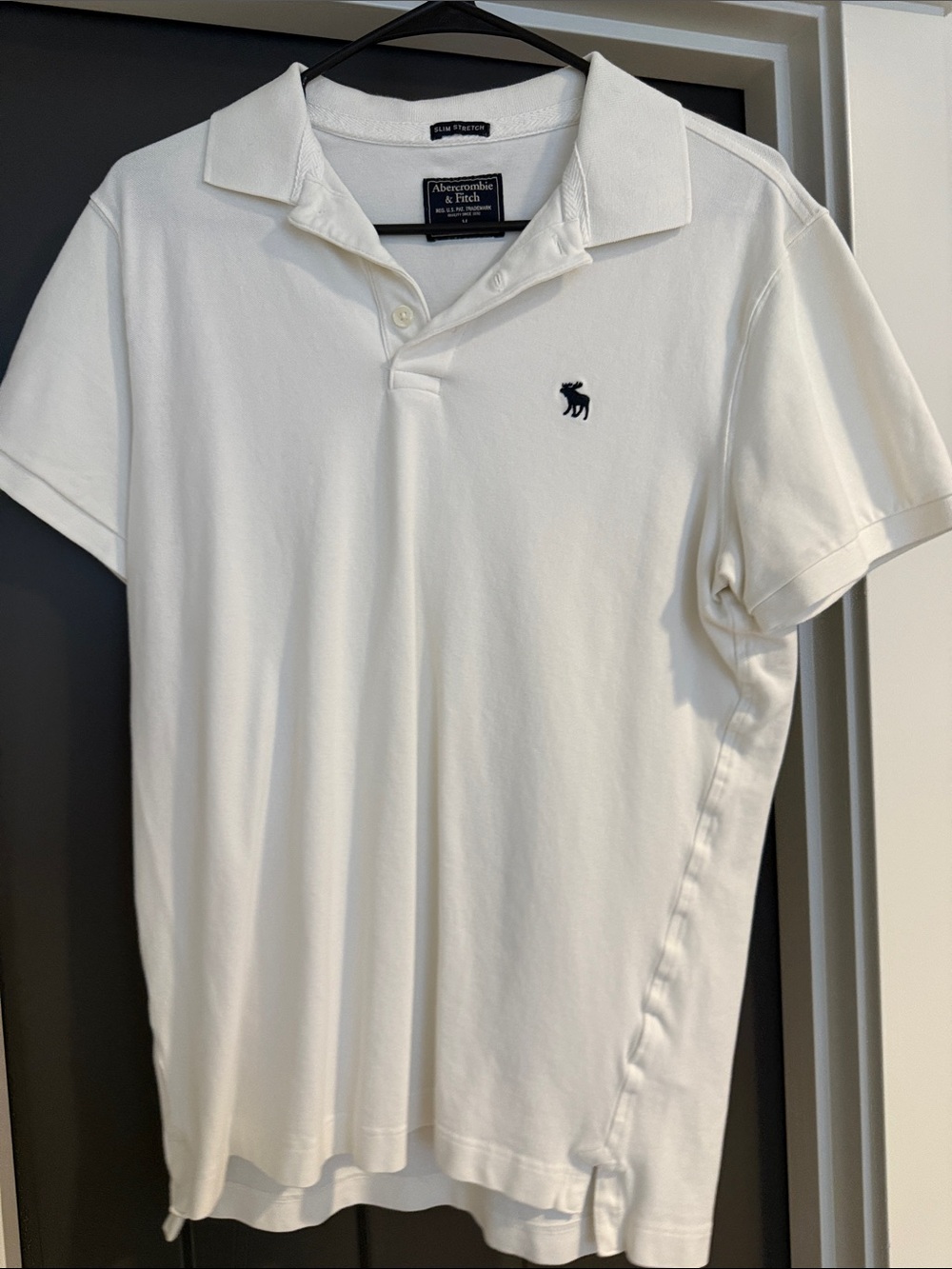 Abercrombie & Fitch White Polo with Navy Logo